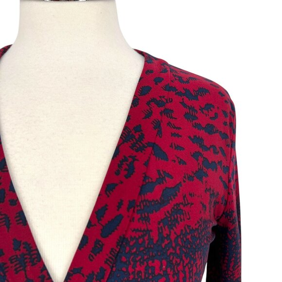 BCBGMAXAZRIA Wrap Dress Printed Red Blue Size XS - Picture 3 of 14